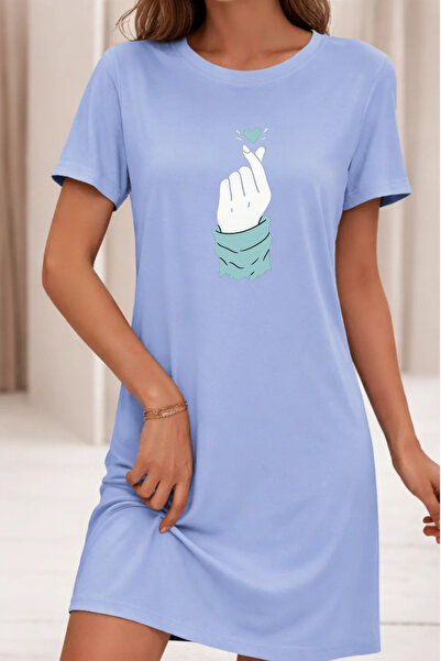 HOFFNUNG Unisex Short Sleeve Round Neck Love Hand Solid Color Long Tshirt