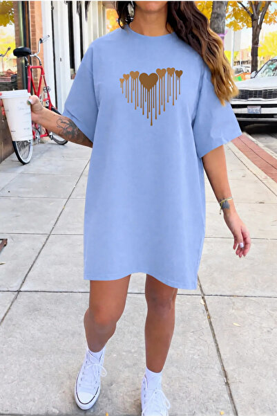 HOFFNUNG Unisex Short Sleeve Round Neck Bleeding Hearts Solid Color Long Tshirt