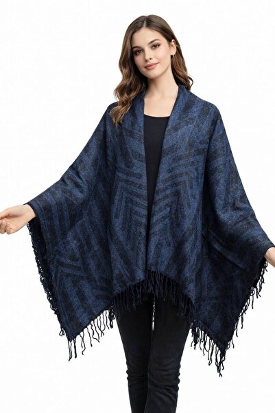 ALDAIYR Kadın Kışlık Çift Taraflı Panço Omuz 140x140