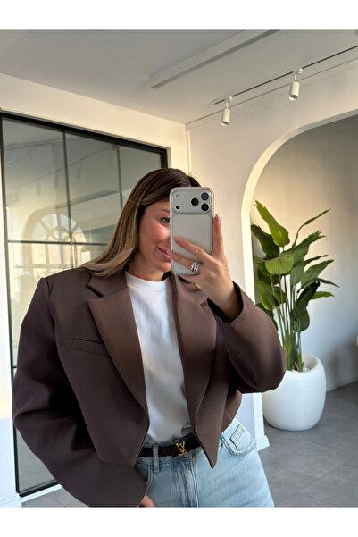 KÜBRA SÖYLEMEZ BOUTİQUE KAHVE KISA CEKET 9704