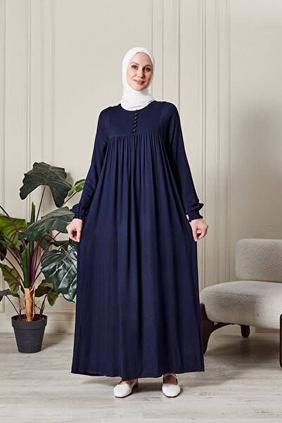 fistan Shirred Robadan Buttoned Front Viscose Fabric Tesseture Clothing Mothe...