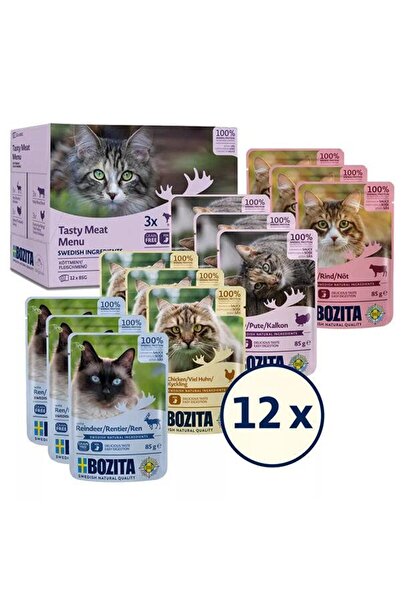 Bozita Sos İçinde Etli Kedi Konservesi Multibox 12x85 gr
