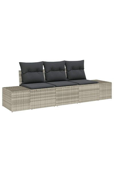 vidaxl Set de canapea cu pernă 3 pcs Gri deschis poliratan