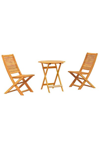 vidaxl Set Bistro Pliabil 3 pcs Maro Lemn Solid de Acacia