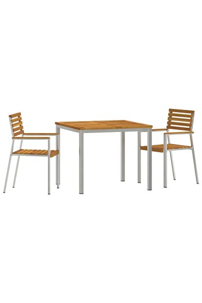 vidaxl Set de masă pentru grădină 3 pcs Maro Lemn Solid de Acacia