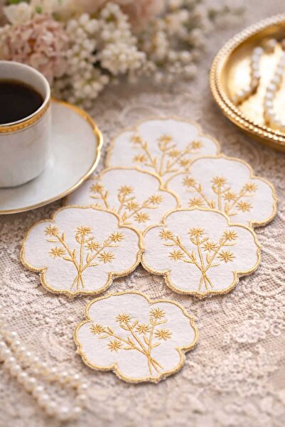 ZORENSA مناديل كوكتيل فلورال مطرز مكونة من 6 قطع - مناديل قماشية لتقديم القهوة