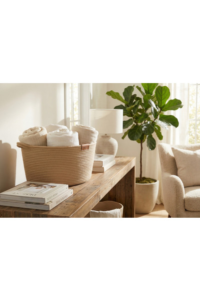 paper era سلة من الجوت البني