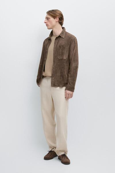 Massimo Dutti Baştan aşağı stil keten pantolon, bel detaylı