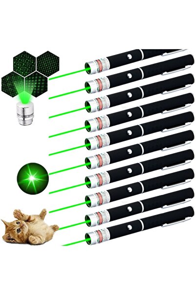 Kuzey 10 ADET VIP GREEN LASER POINTER 100 MW YEŞİL LAZER 4 DİSKO BAŞLIKLI YEŞ...