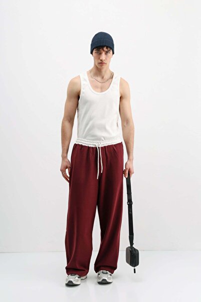 VAMOSCLO Baggy Fit Eşofman Alt Bordo