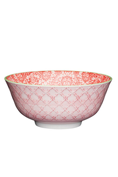MIKASA Kitchencraft Kcbowl12 Glazed Ceramic Bowl Red Rose Garden Patterned