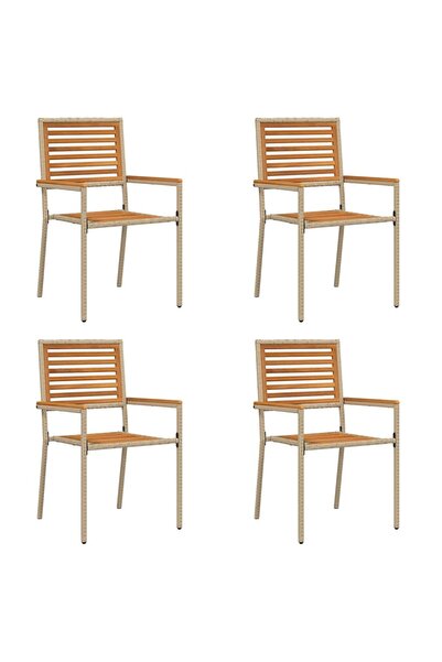 vidaxl Scaune de grădină stivuibile 4 pcs Maro și Bej