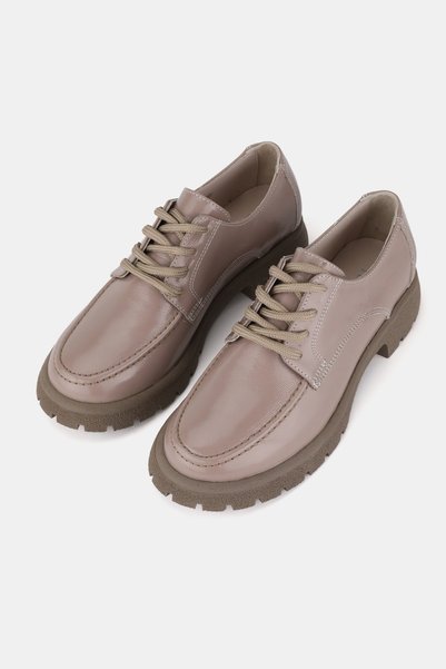 TUNAELLİ Pantofi Oxford din piele naturală lăcuită tip vizon pentru femei, mărimi 36-41, cu șiret