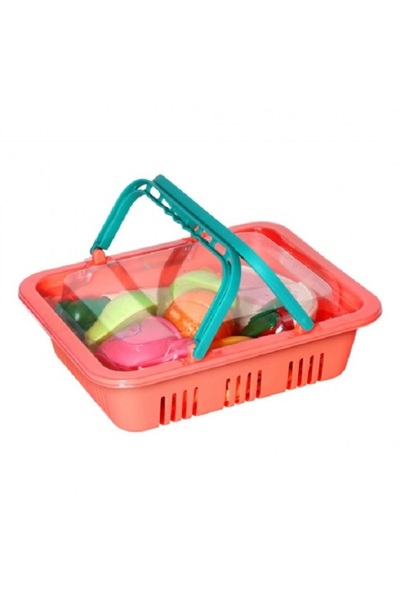 Noname Set de joaca Cos cu fructe, vesela si ustensile.