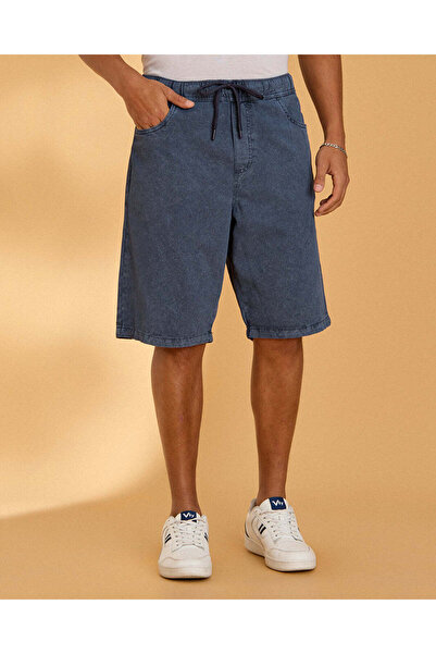 REDTAG Men Navy Denim Shorts