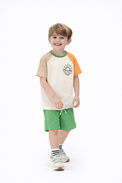 BABY SPORT Αγορίστικο σετ καλοκαιρινό βαμβακερό εμπριμέ σορτς επάνω και κάτω ...