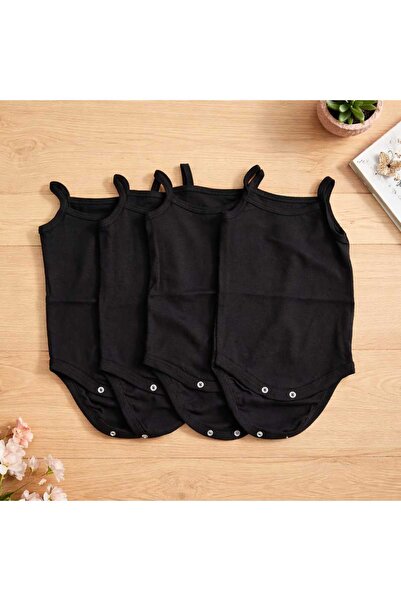 Butik %100 pamuk Kız Bebekler İçin 4'lü İp Askılı Çıtçıtlı Badi Seti – 3 Fark...