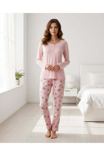 REDTAG طقم بيجاما نسائي بأكمام طويلة مطبوع بتصاميم متنوعة