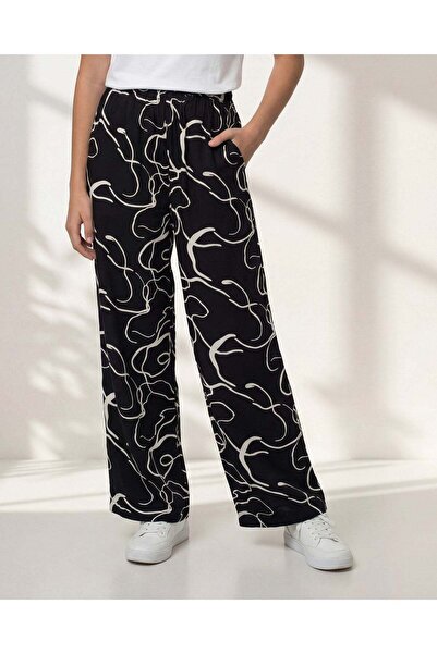 REDTAG Senior Girls Black Stripe Pants