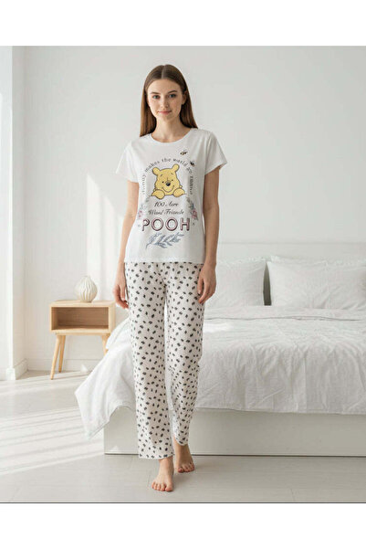 REDTAG Women Winnie The Pooh Printed Short Sleeve Pyjama Set