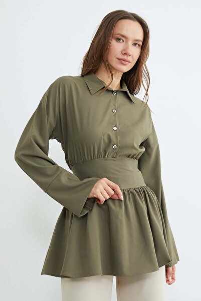 Fulla Moda Fullamodest Kuşaklı Yarım Düğmeli Gömlek