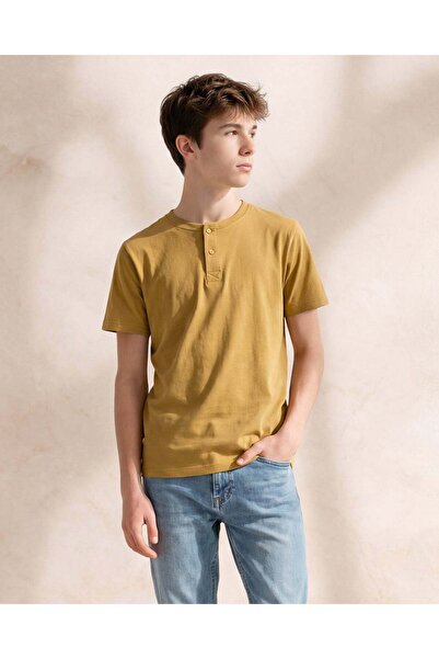 REDTAG Boys Yellow Plain T-Shirt