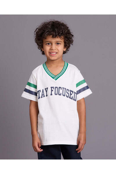 REDTAG Boys Navy Printed Baseball T-Shirt