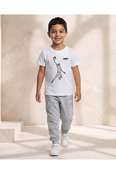 REDTAG Boys White Printed Pajama Set