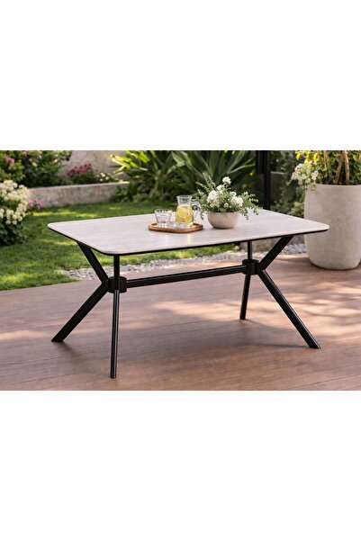 N.zone طاولة طعام مودرن بتصميم أنيق وقاعدة معدنية متينة – مثالية للحديقة وغرف...