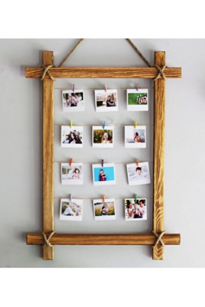 Empressco Fotoğraf Asmalık Ipli Tahta Çerçeve Dekoratif Çerçeve Ipli Ahşap Re...