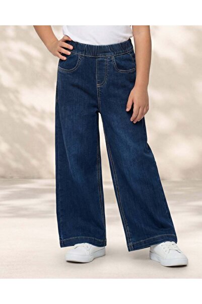 REDTAG بنطلون جينز واسع الساقين سادة باللون الكحلي للبنات