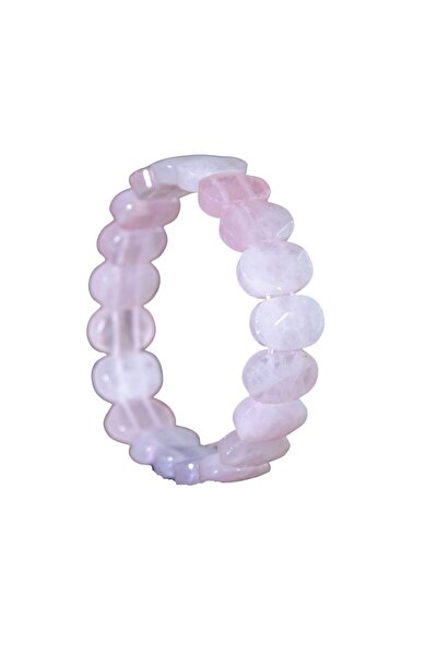Zeynep Büyükbay Pink Quartz Natural Stone Bracelet (Rectangle Cut)