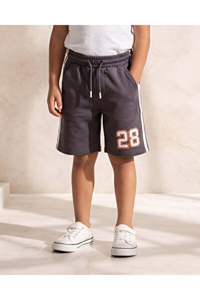 REDTAG Boys Charcoal Modal Coordinated Shorts