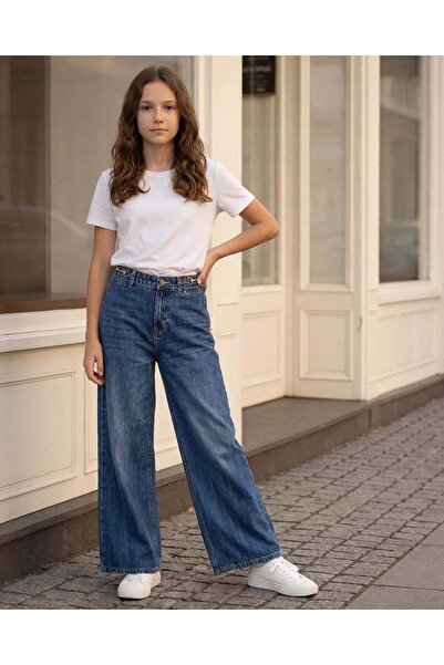 REDTAG Senior Girls Blue Wide leg Jeans