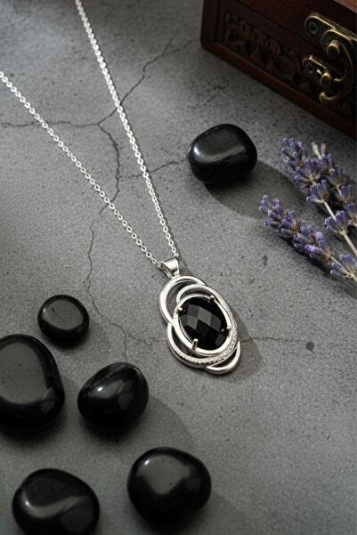 Dünya Doğal Taş Obsidian Stone Necklace