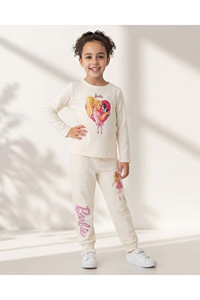 REDTAG Girls Cream Long Sleeve Tee And Pant Set
