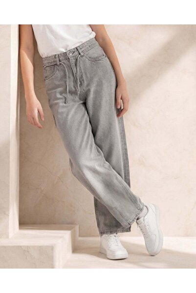 REDTAG Senior Girls Grey Plain Jeans