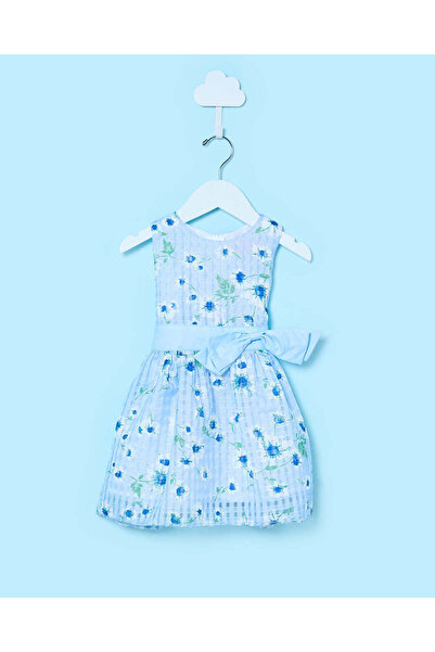 REDTAG Infant Girls Blue Printed Dress