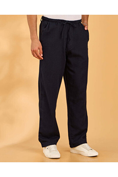REDTAG Men Navy Relaxed Fit Trousers