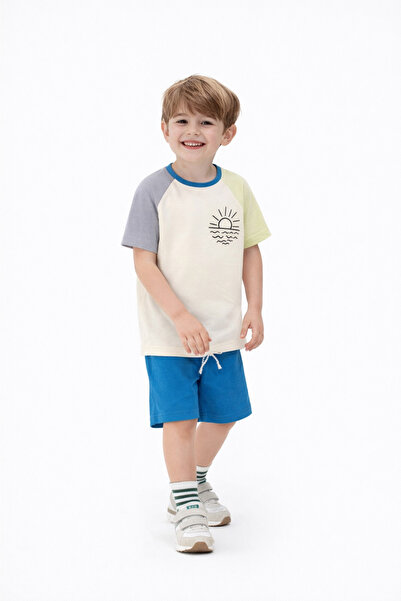 BABY SPORT Αγορίστικο σετ καλοκαιρινό βαμβακερό εμπριμέ σορτς επάνω και κάτω ...