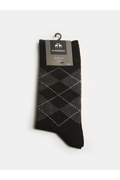 Karaca Siyah Desenli Bambu Çorap