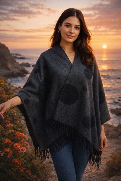 ALDAIYR Women's winter double-sided poncho shoulder 140x140