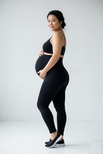 Cecimer Women's Seamless Stitch-Free Maternity Leggings Corset