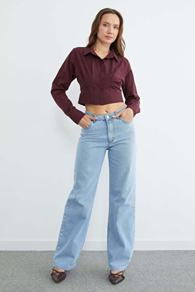 Fulla Moda High Waist Rivet Detailed Jeans