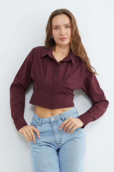 Fulla Moda Basic Corset Detailed Cropped Shirt