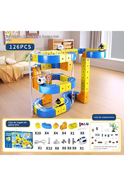 OEM Șină magnetică 3D cu trenuleț electric – Set educațional STEM 126 piese