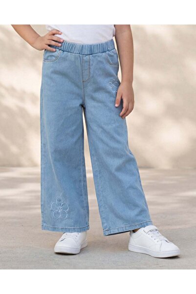 REDTAG Girls Blue Floral Patchwork Jeans