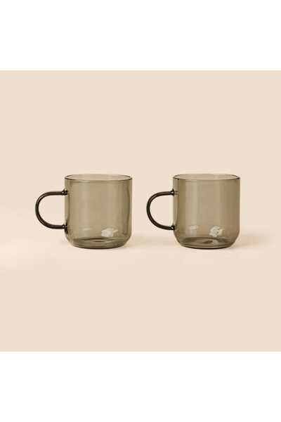 Tohana 2'li Cam Kupa - Füme - 380 ml