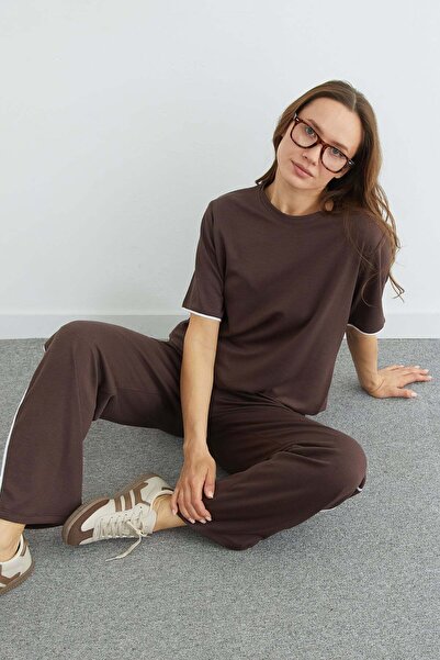 Fulla Moda Piped Crew Neck Modal 2-Piece Set