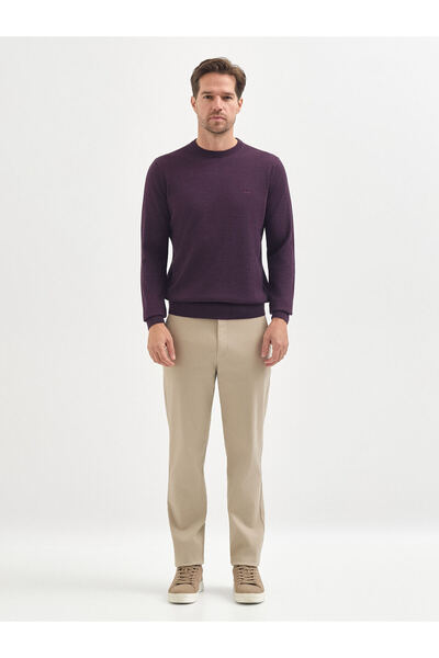 Karaca Mürdüm Yün Karışımlı Triko Kazak